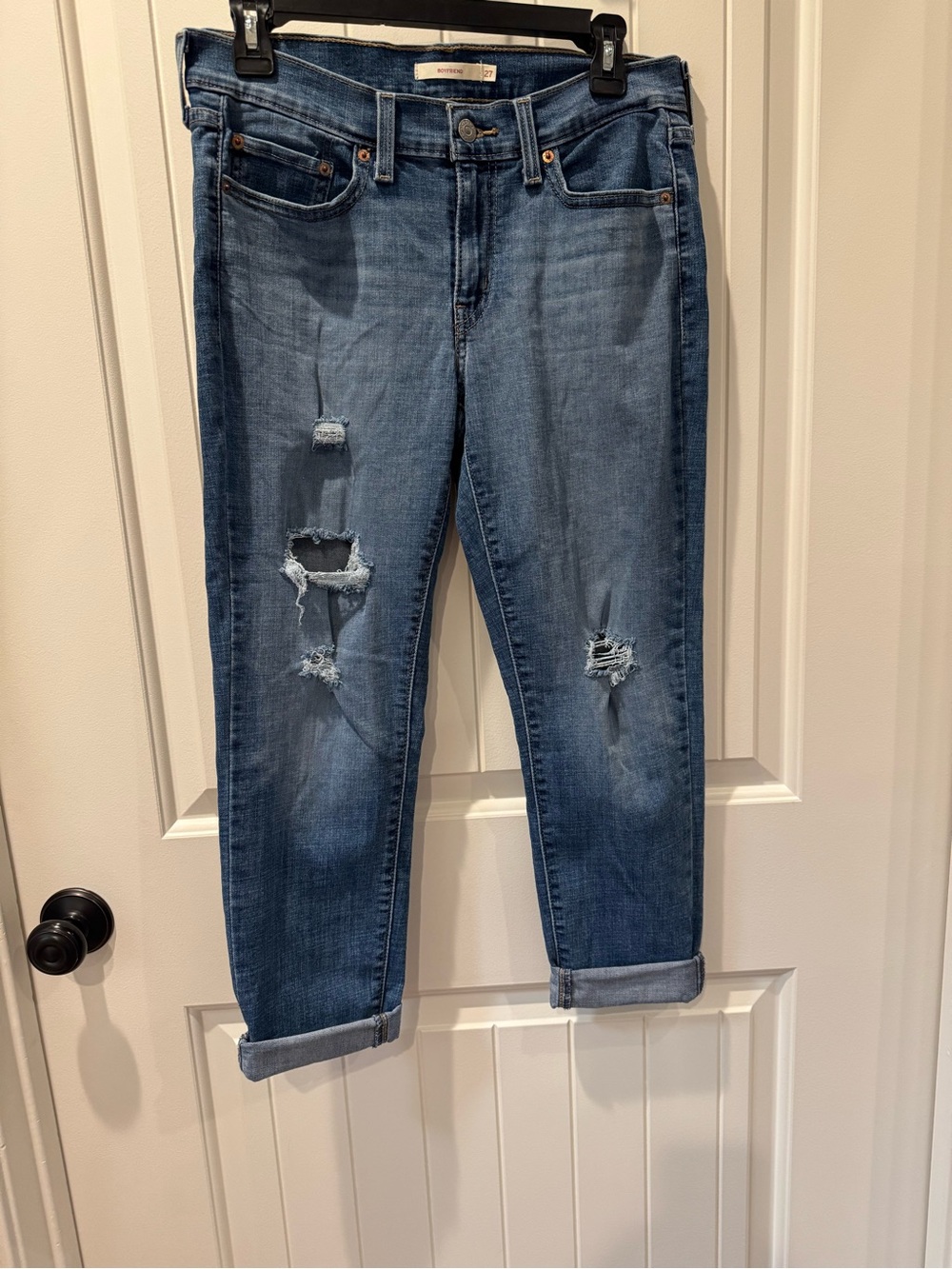 Levi's New Boyfriend Distressed Jeans W27 L27 Medium Wash Blue